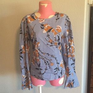 Fun Blue and White Striped Blouse